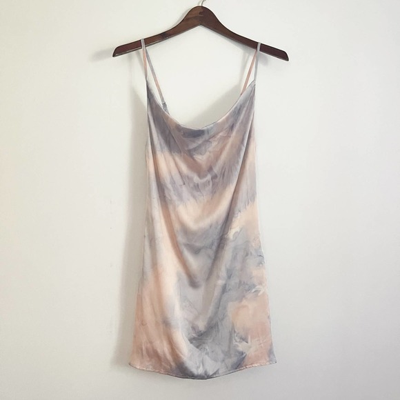 VICI Pastel Tie Dye Satin Cowl Neck Slip Dress Small S - Picture 1 of 7
